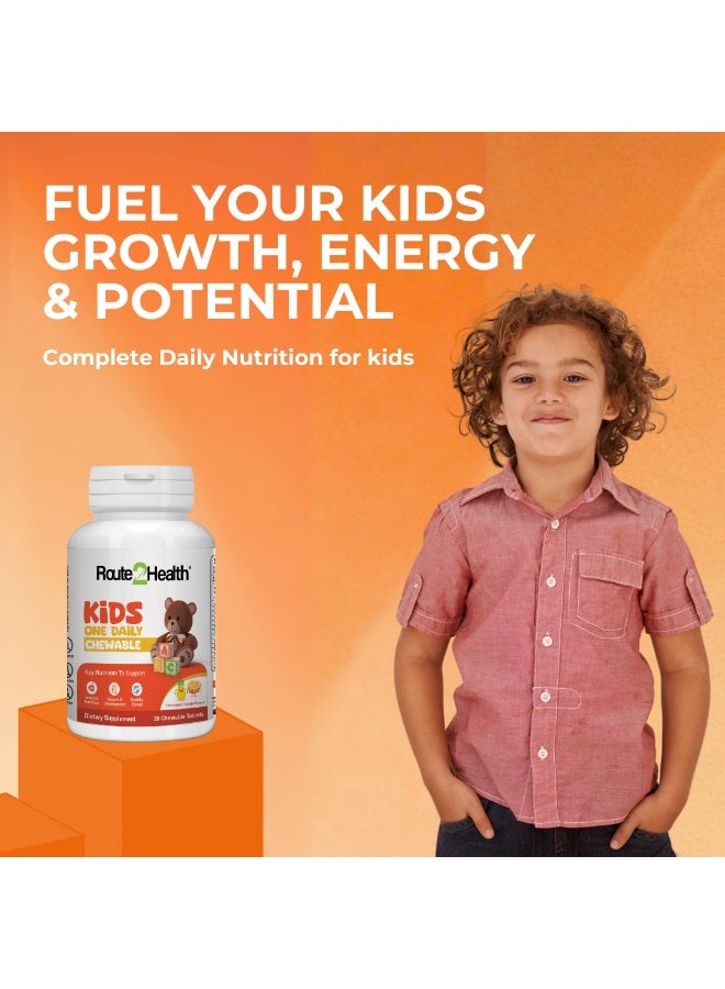 Route2Health Multivitamins for Kids – 30 Chewable Tablets, Pineapple & Orange Flavor – Essential Nutrients: Vitamins A, C, D3, E, B6, B12, Calcium, Zinc, & Magnesium for Growth & Immunity - Image 4